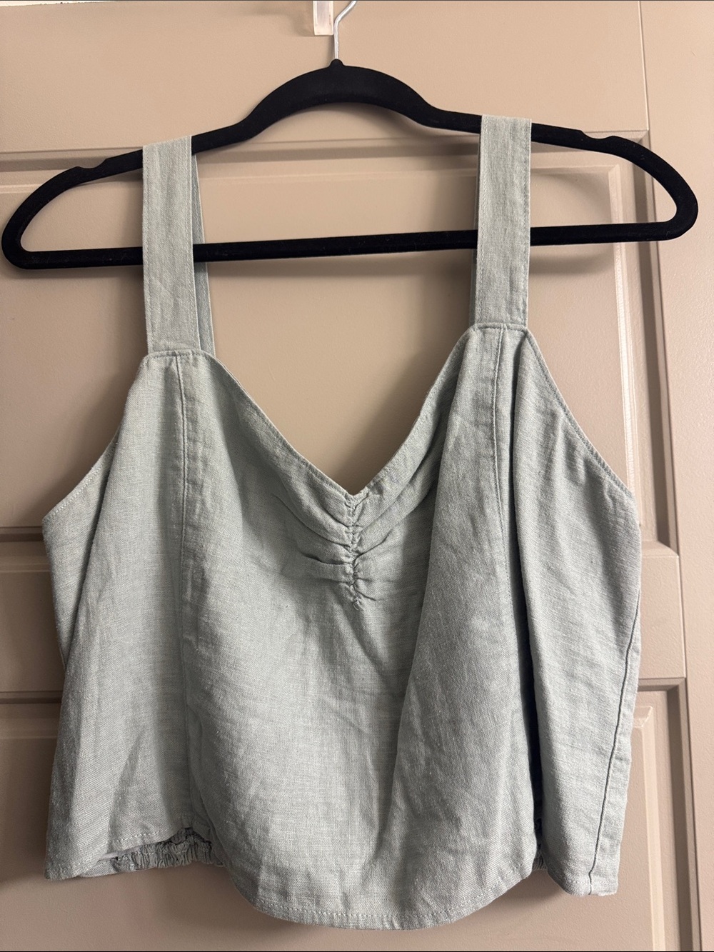Abercrombie & Fitch Light Sage V-Neck Cropped Tank